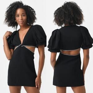 A.L.C. Hazel Mini Cut-Out Dress Size 0 NWT $595 Black Party Rhinestone Sexy